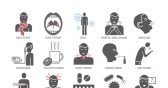 A series of nine different icons with various symptoms.